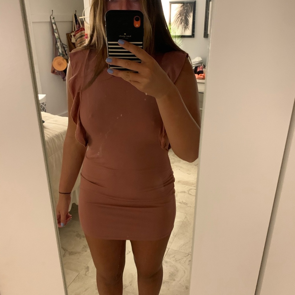 Body con dress with ruffles